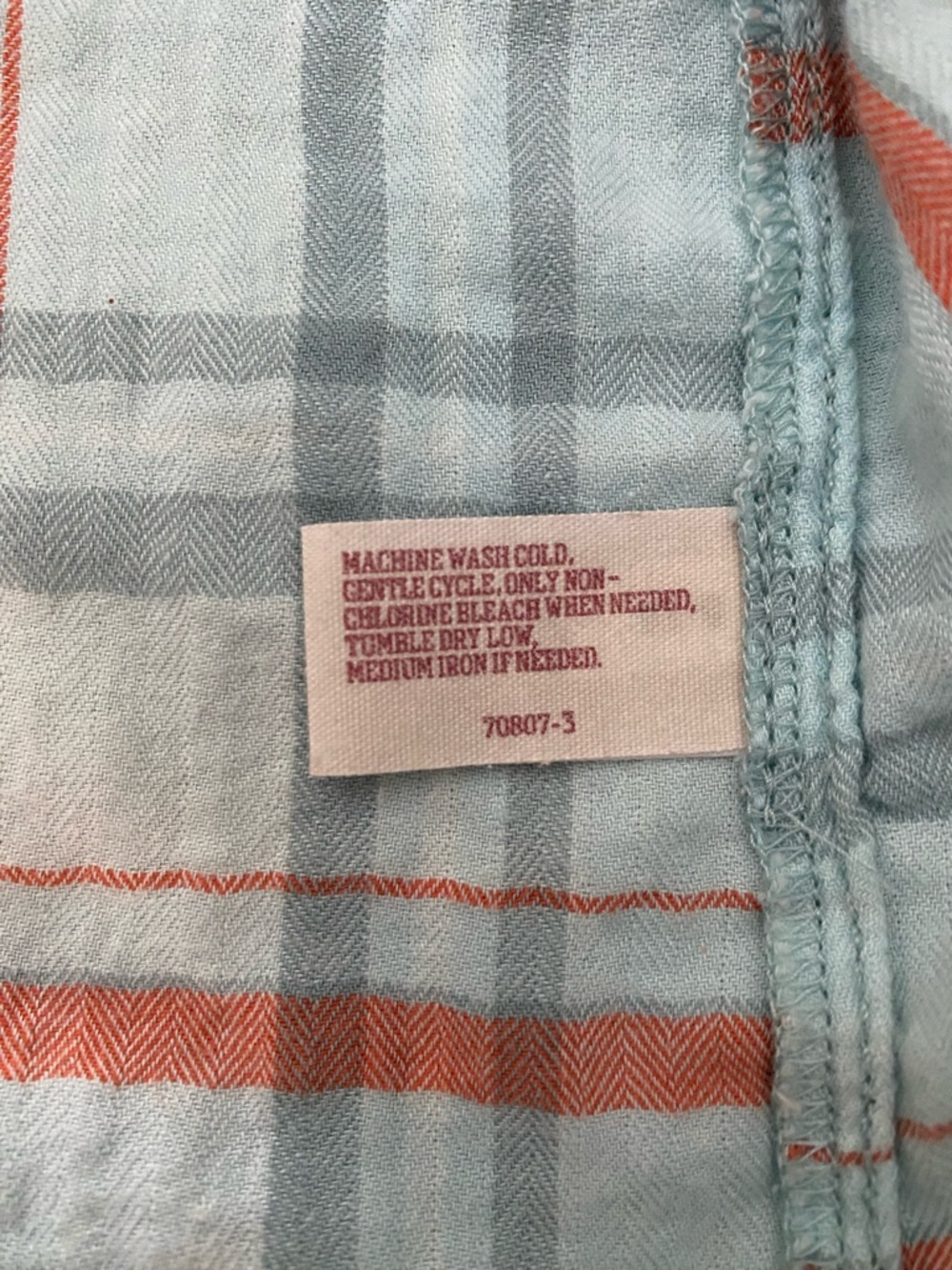 Arizona Jean Company Light Aqua and Orange Plaid Button-Up Shirt - Picture 7 of 9